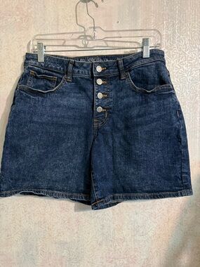 Maurices M Jeans Dark Blue Button-Front Boyfriend Denim Shorts Sz 10